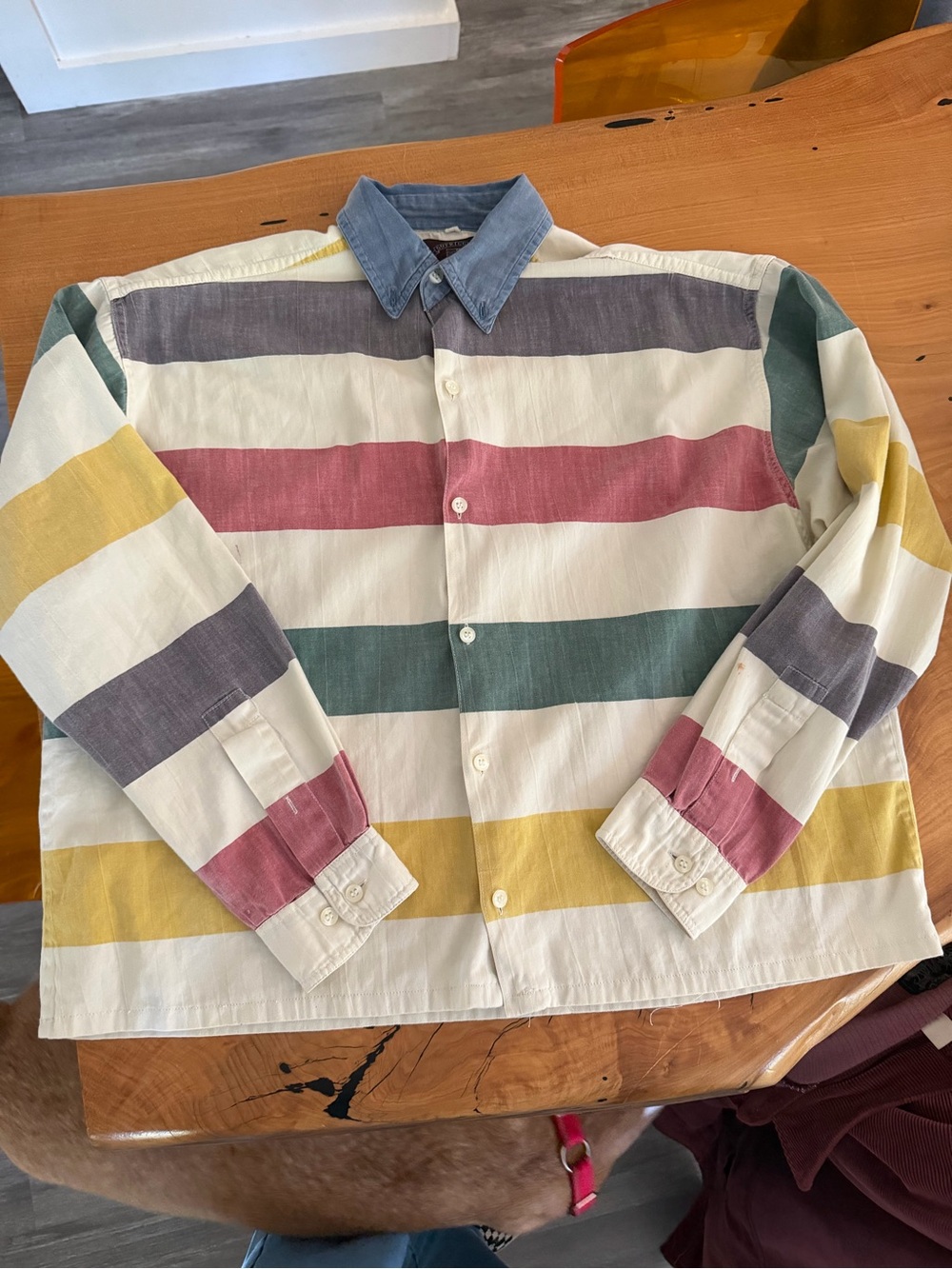 Vintage Multicolor Striped Button-Up Jacket - Casual Cotton